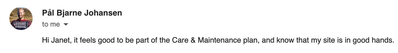 Care plan testimonial from Norway With Pal